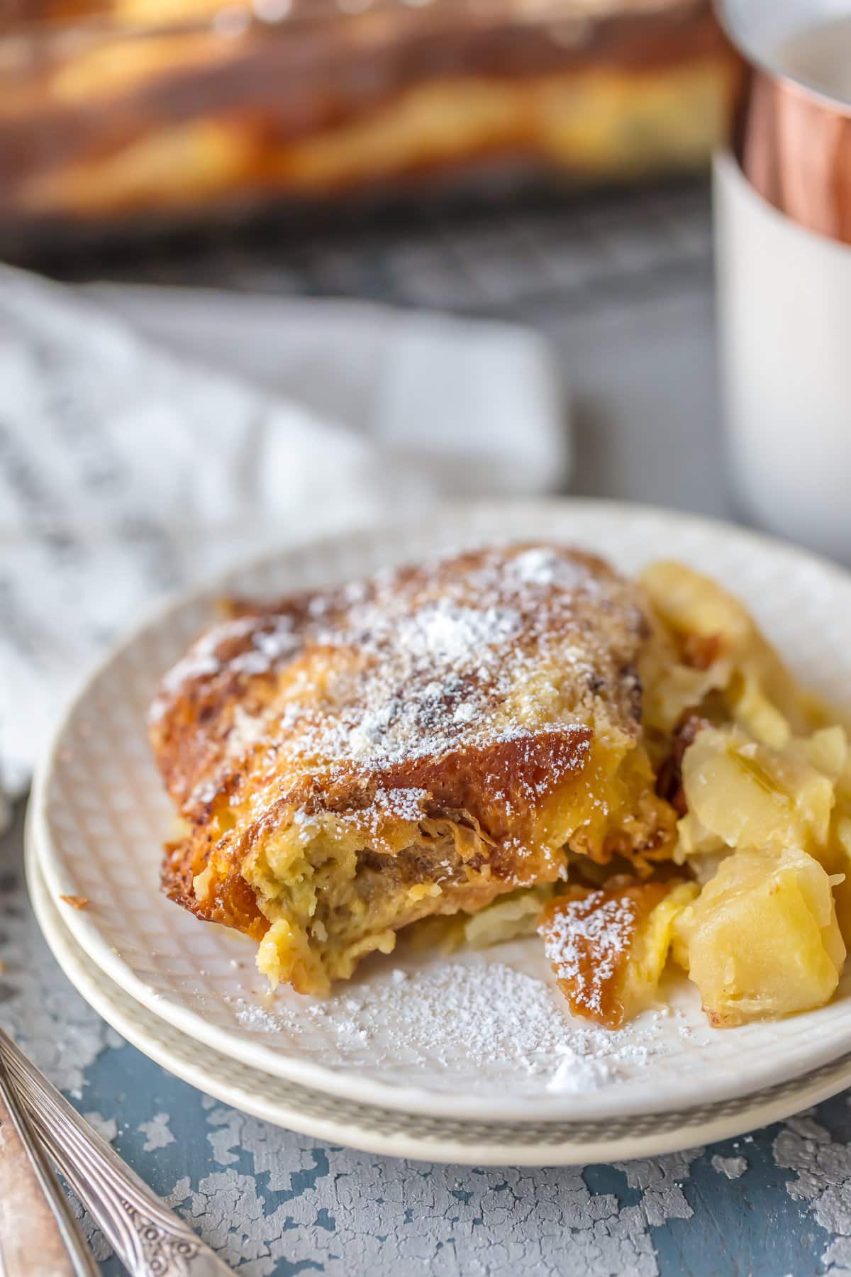 A plate of apple pie french toast
