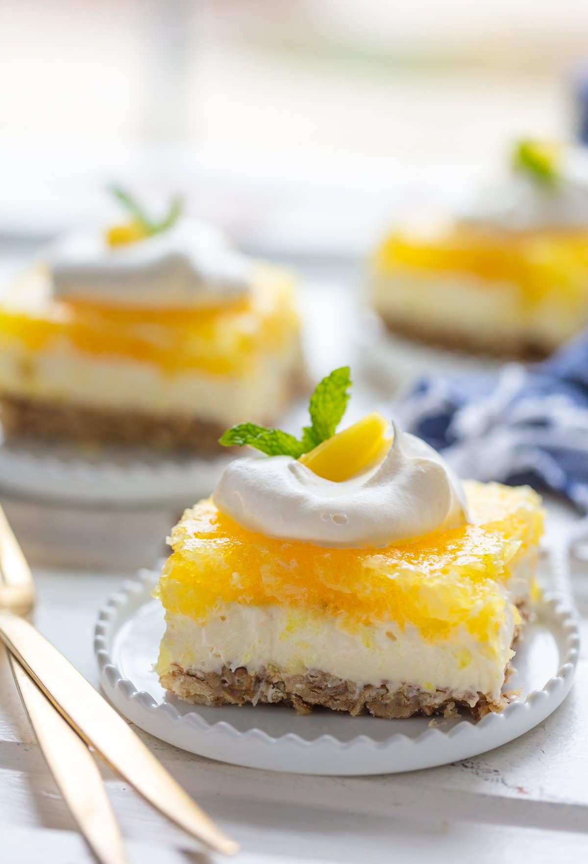 Pretzel salad with pineapple