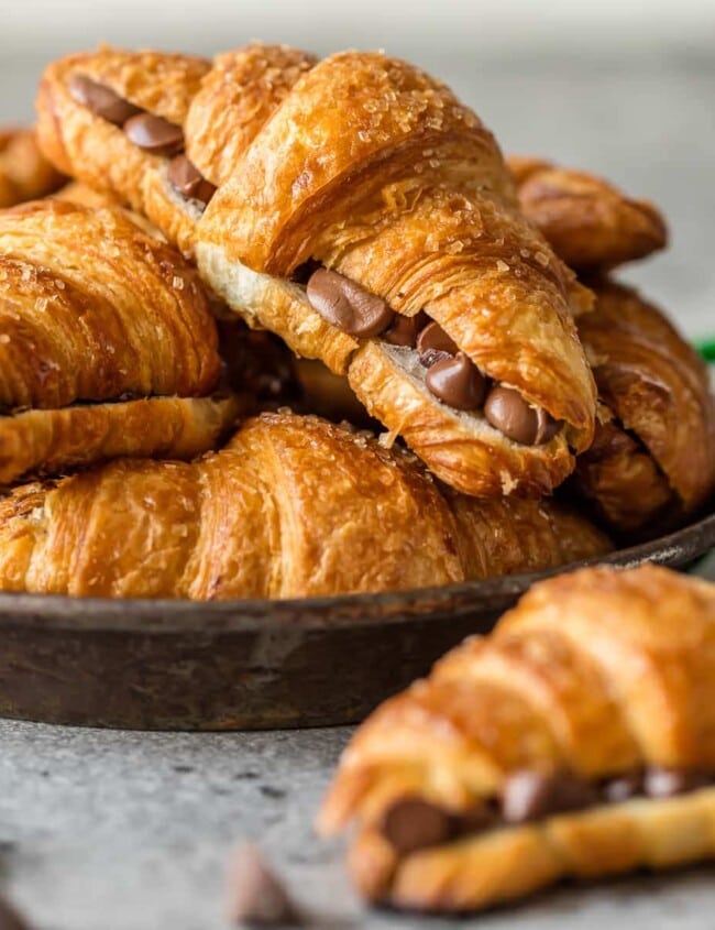 This SHEET PAN CHOCOLATE CROISSANT RECIPE is our favorite way to make a sweet breakfast for a crowd! Such a fun and easy breakfast pastry baked right in your oven.