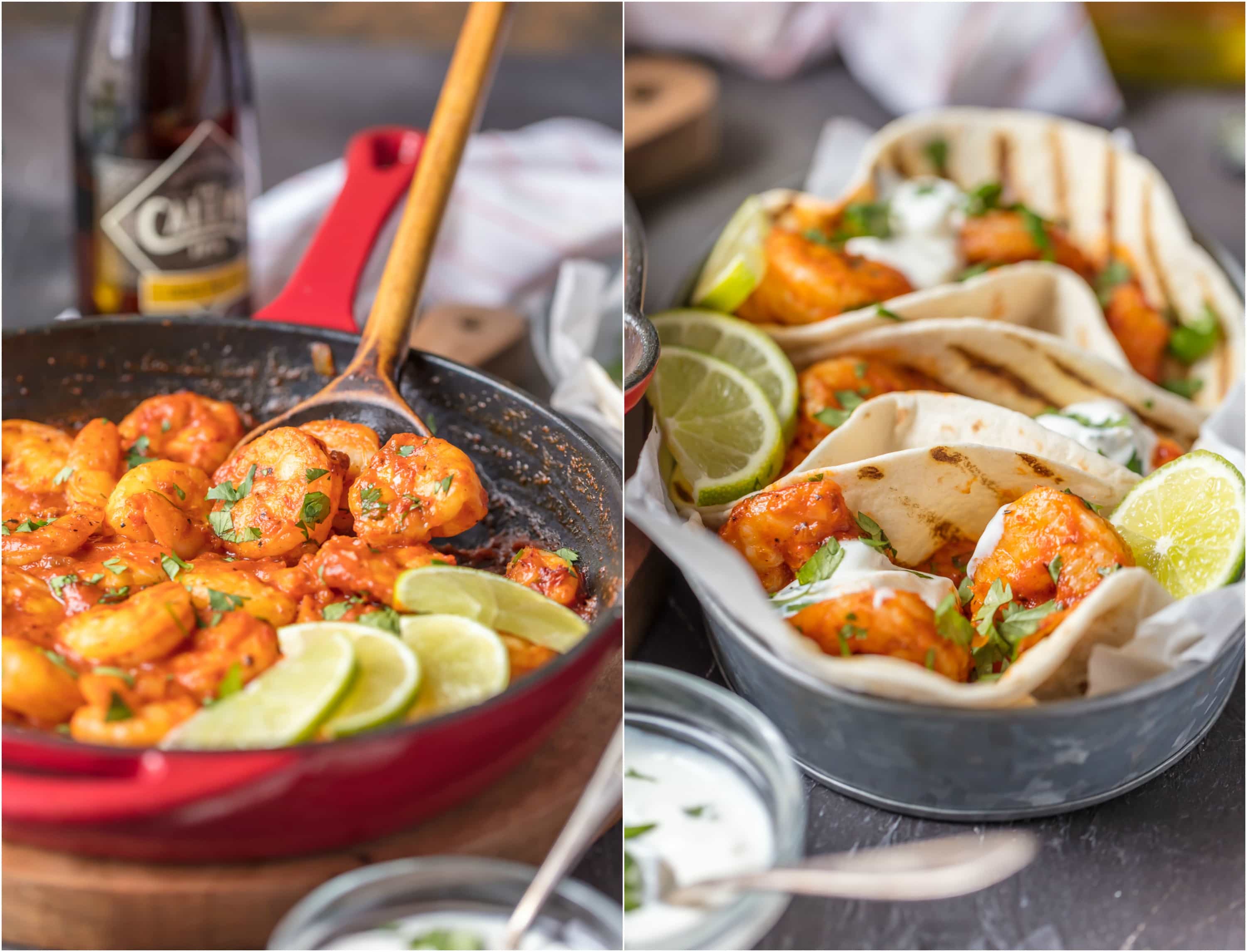 This SKILLET CHIPOTLE SHRIMP is our favorite easy shrimp recipe! Smokey, spicy, and so flavorful! This chipotle shrimp is perfect over pasta or rice for a simple and healthy dinner at home.