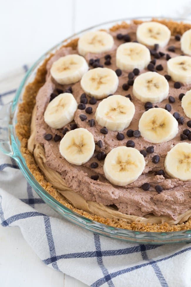Chocolate Peanut Butter Banana Pie | Spoonful of Flavor