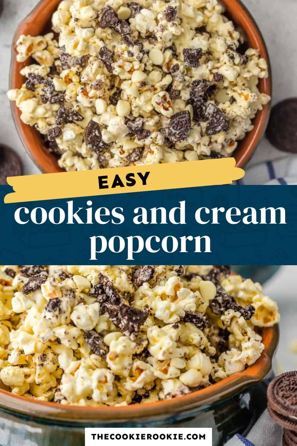 cookies and cream popcorn pin image