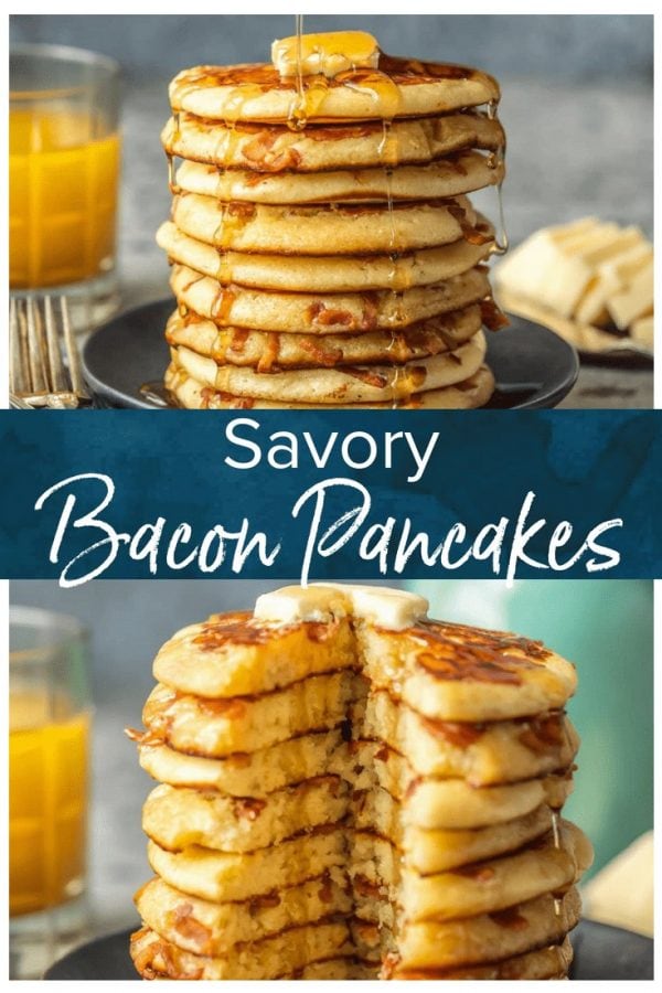 BACON PANCAKES have been a family favorite for years! We first had these savory pancakes and bacon bits at the Calgary Stampede in Canada and have been making them ever since.