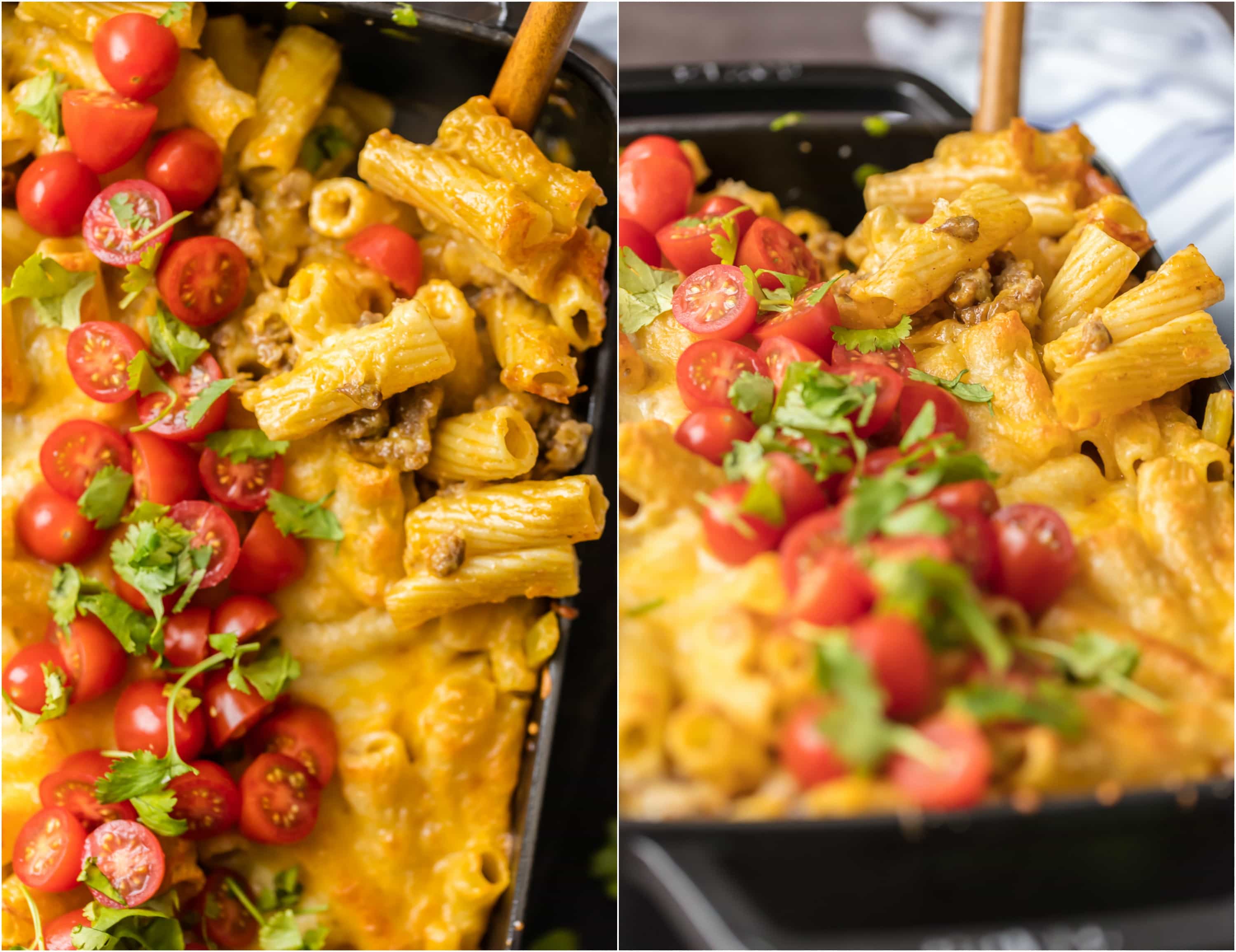 A tray of food, with Cheese and Macaroni