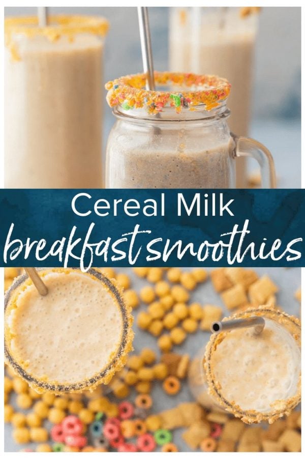 Cereal Milk Breakfast Smoothies (3 Ways!) are a fun, healthy, and easy breakfast the entire family with love! Blend your favorite cereal with milk, bananas, and ice and you're in business! Customizable for any flavor. SO FUN!