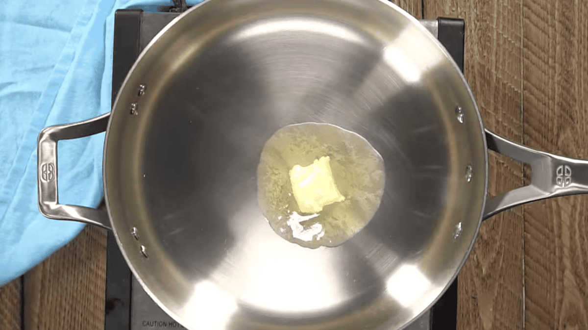 melting butter in a stainless skillet.
