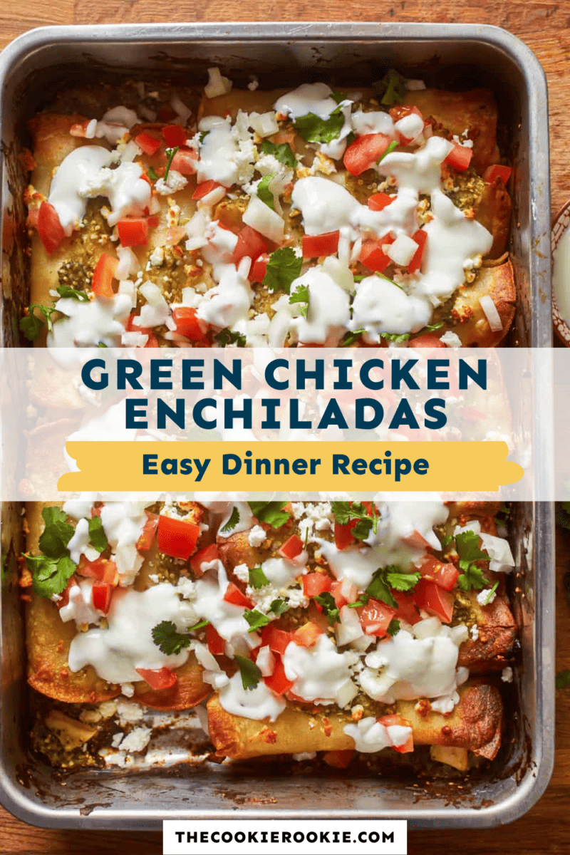         Green chicken enchiladas are a delicious and easy dinner recipe.