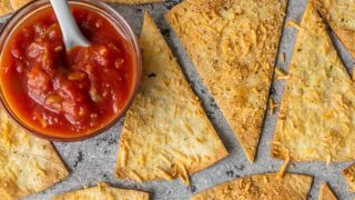 Homemade Tortilla Chips with Garlic Parmesan (Baked Tortilla Chips)