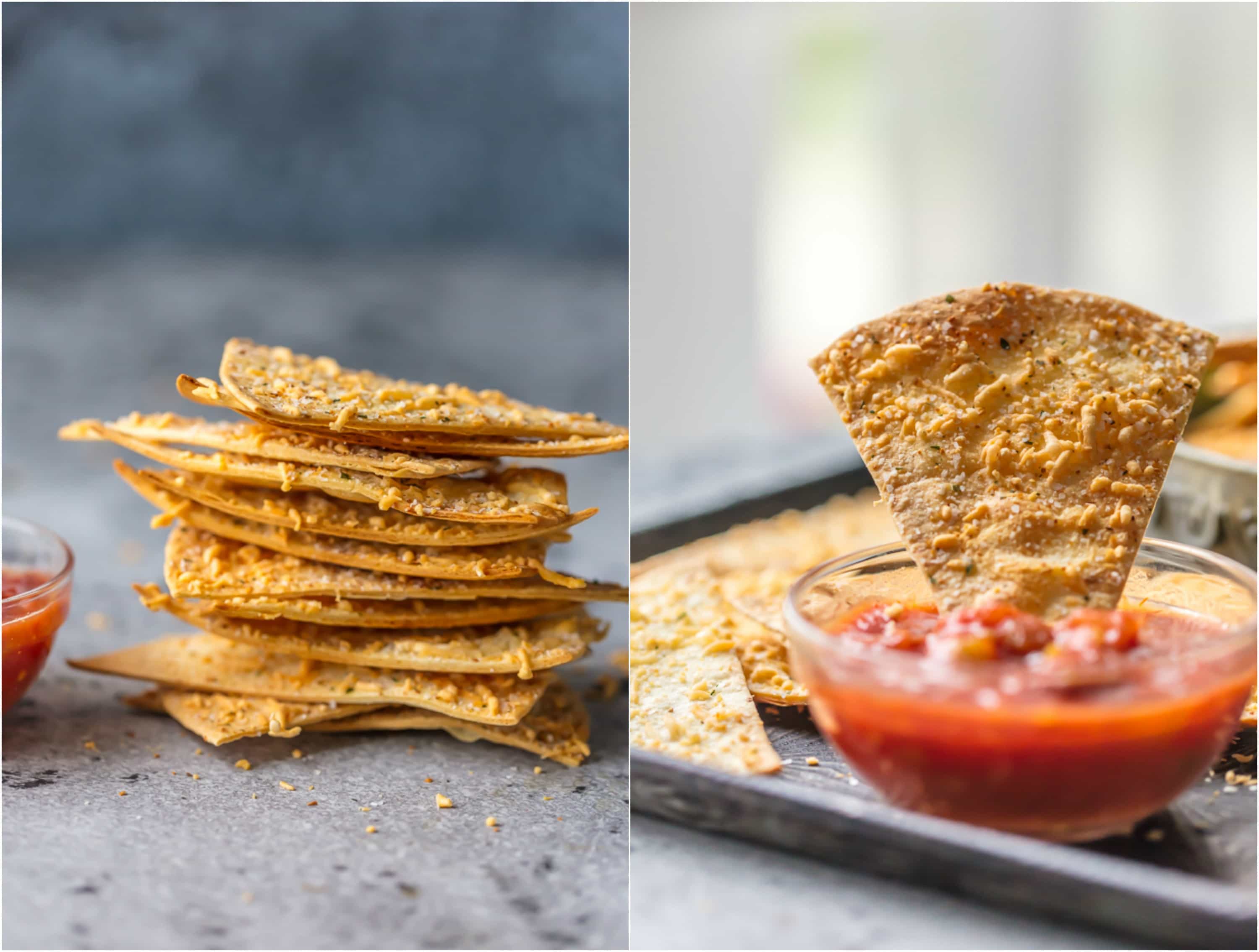 a stack of homemade tortilla chips 