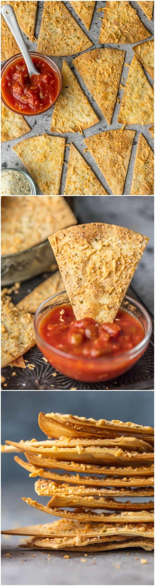 Homemade Tortilla Chips with Garlic Parmesan (Baked Tortilla Chips