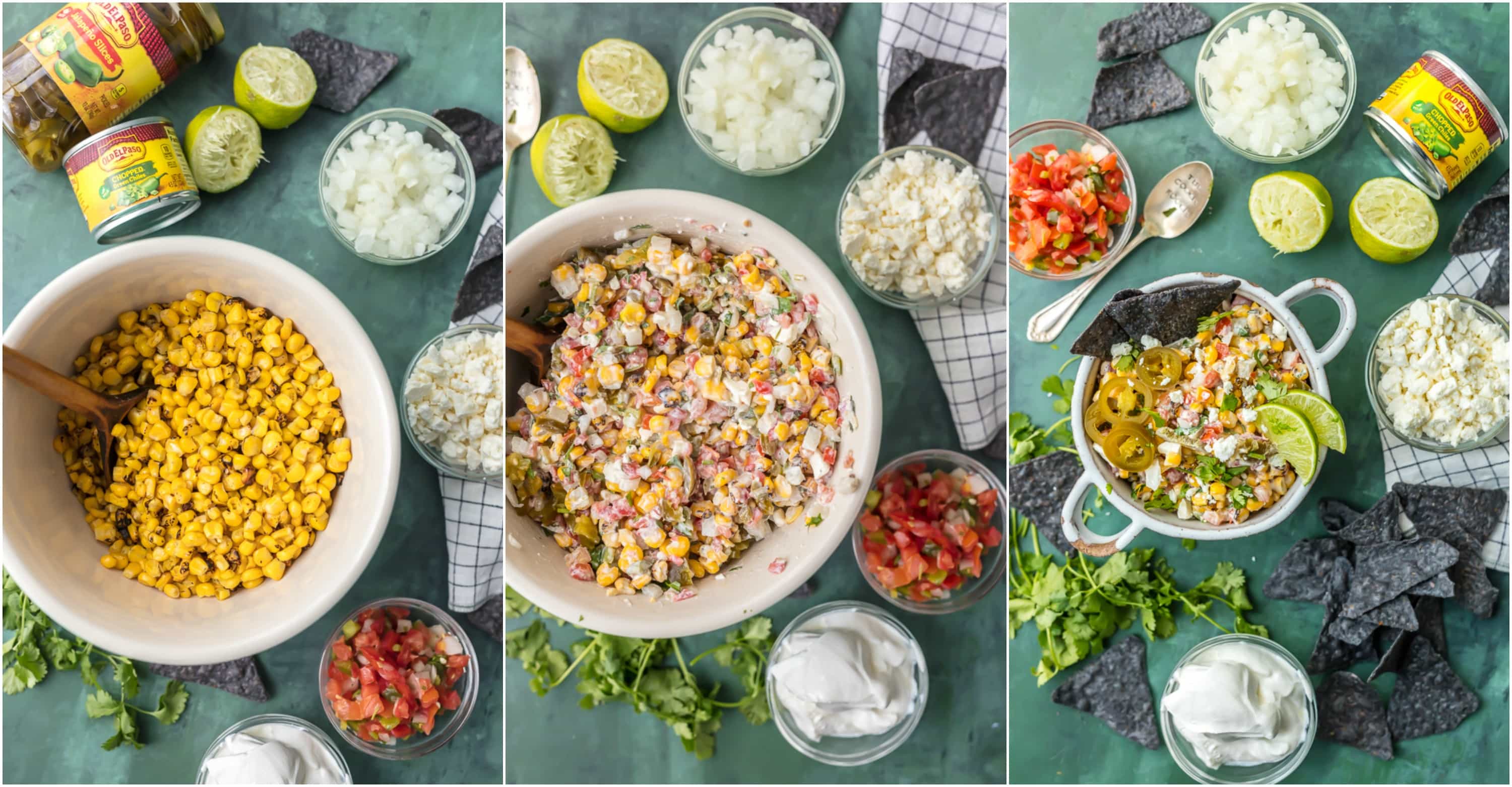 photo collage of ingredients being added in