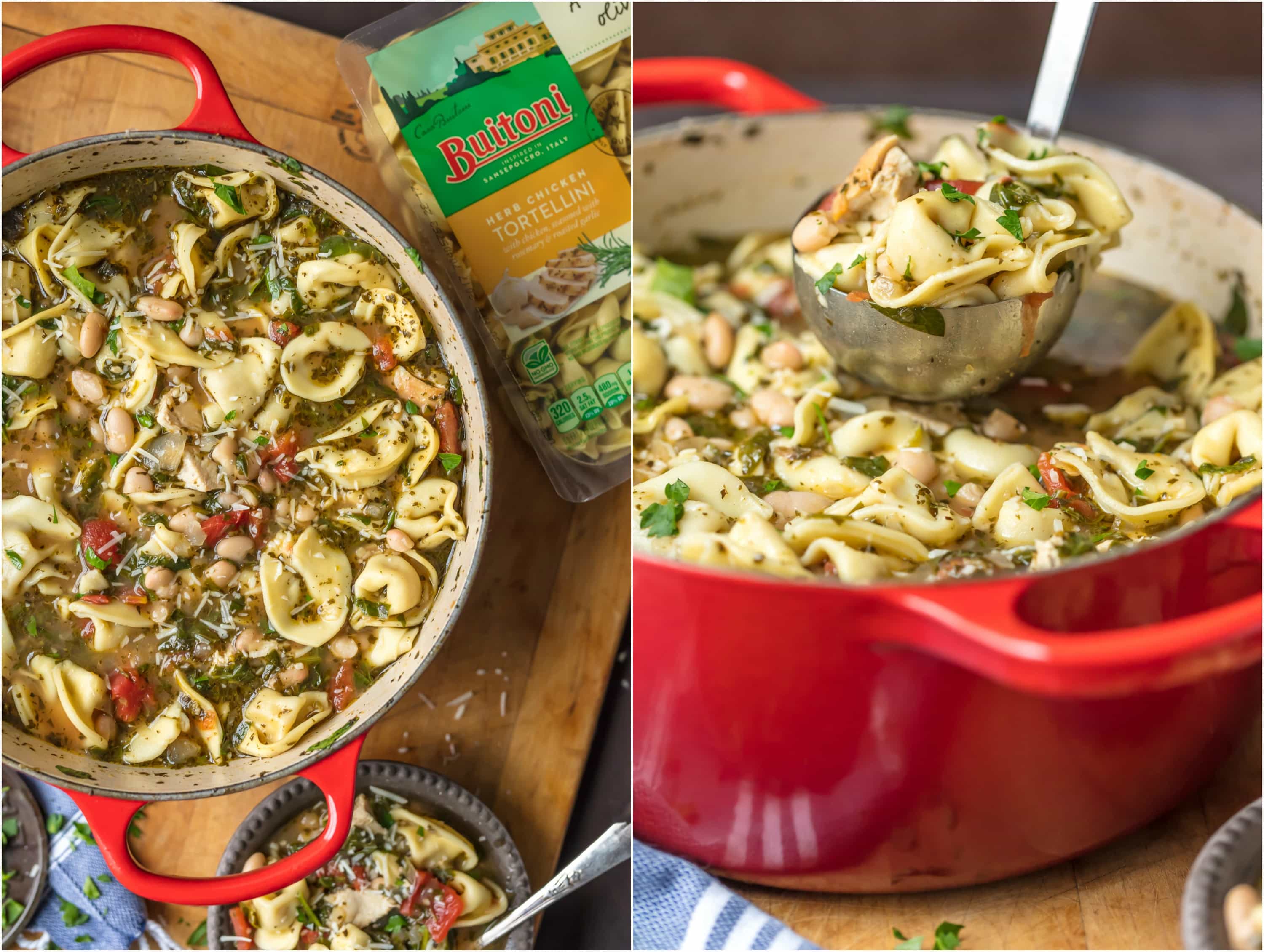 This PESTO CHICKEN TORTELLINI SOUP is the ultimate healthy comfort food. All the flavor and none of the stress. Best tortellini soup ever!