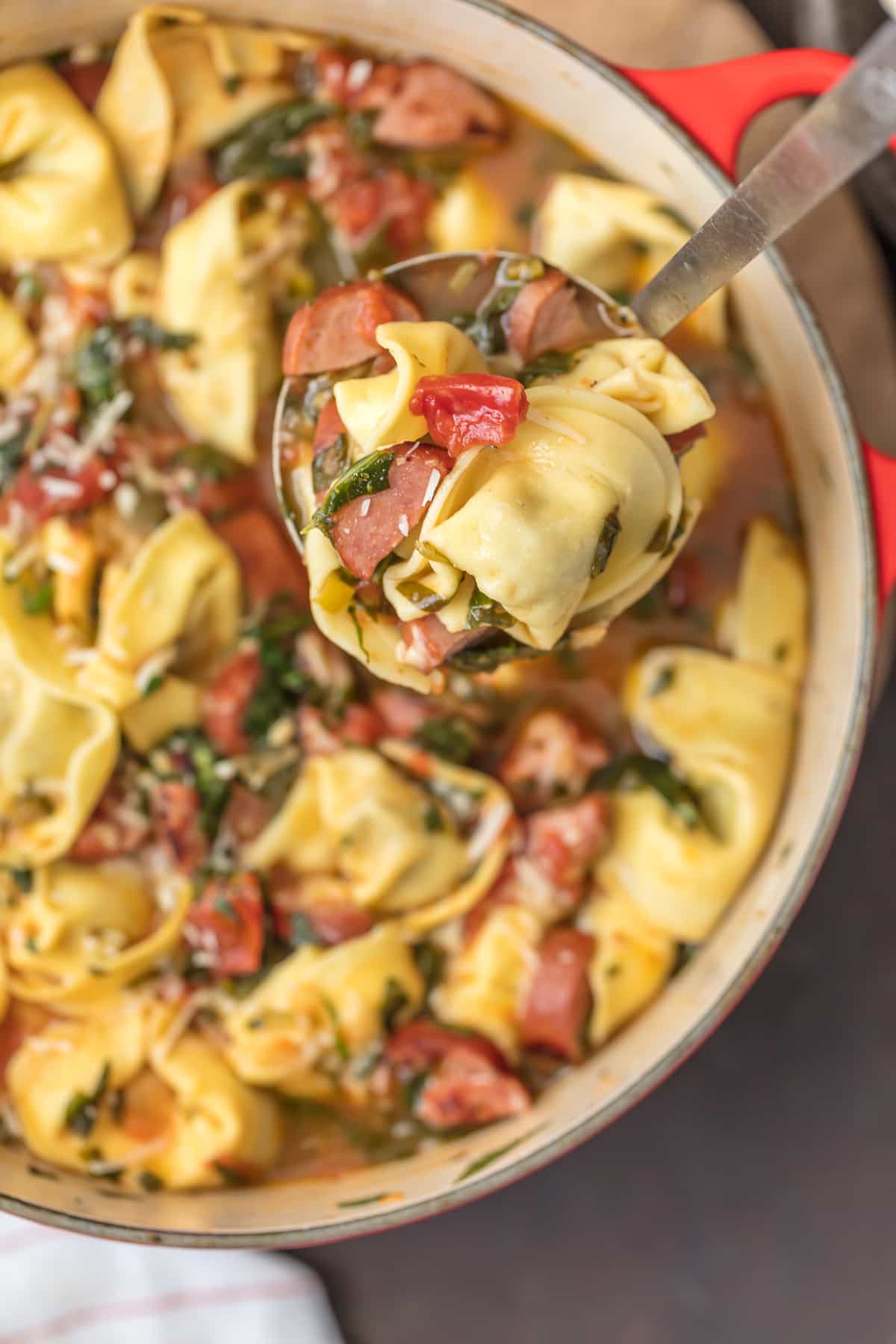 This SWEET ITALIAN SAUSAGE TORTELLINI SOUP is such an easy and delicious soup to throw together on busy days. Loaded with flavor while being kind to your waistline. I love it!