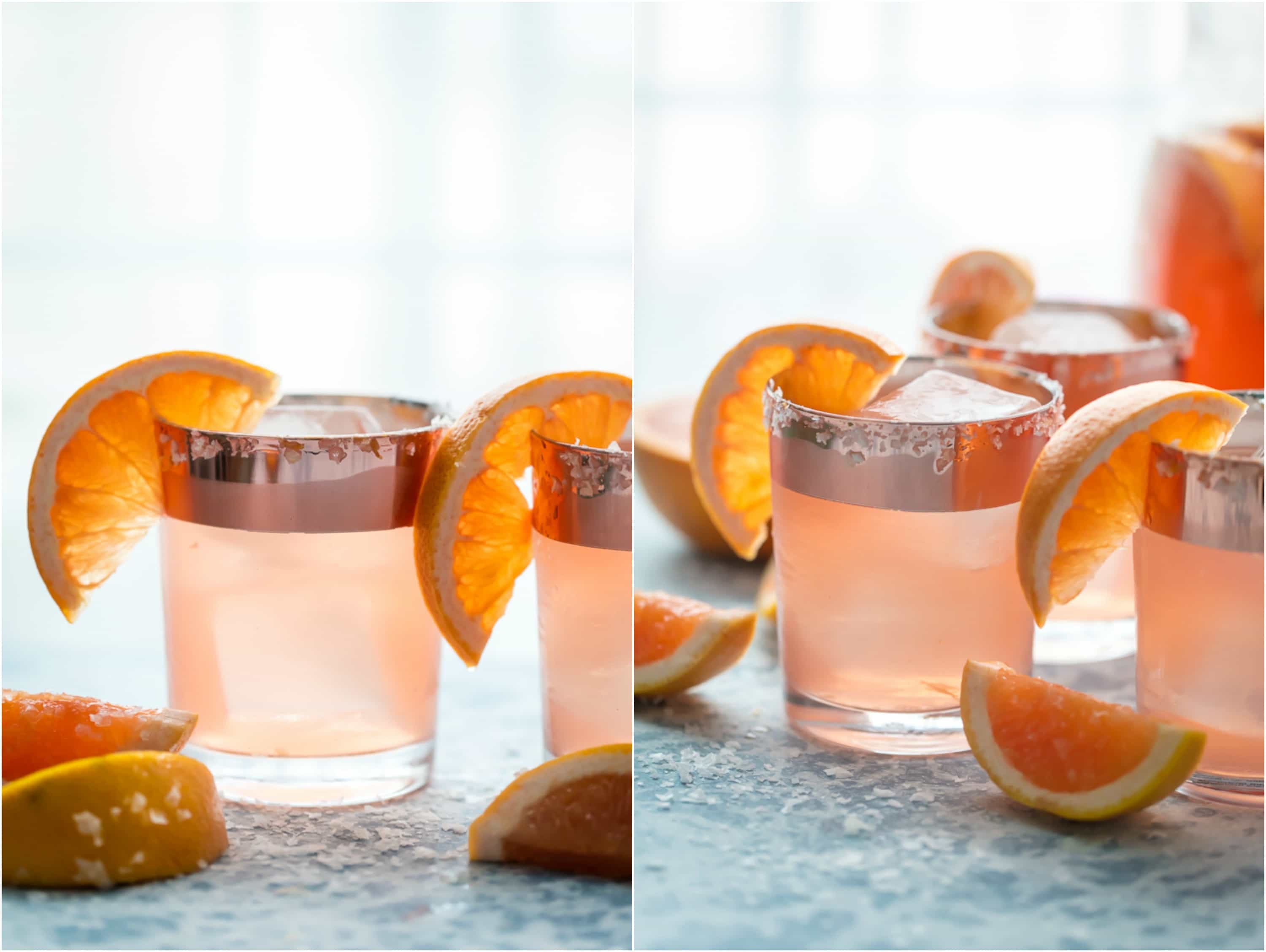SALTY DOG SANGRIA is the ultimate refreshing Summer cocktail! Grapefruit vodka, juice, rose, club soda, and simple syrup come together in one refreshing and beautiful sip.