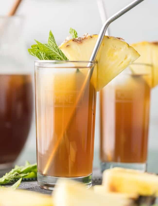 Cheers to Summer with SKINNY PINEAPPLE SWEET TEA! Sweetened with a dash of stevia and 100% pineapple juice for just the right guilt-free refreshment on a hot day.