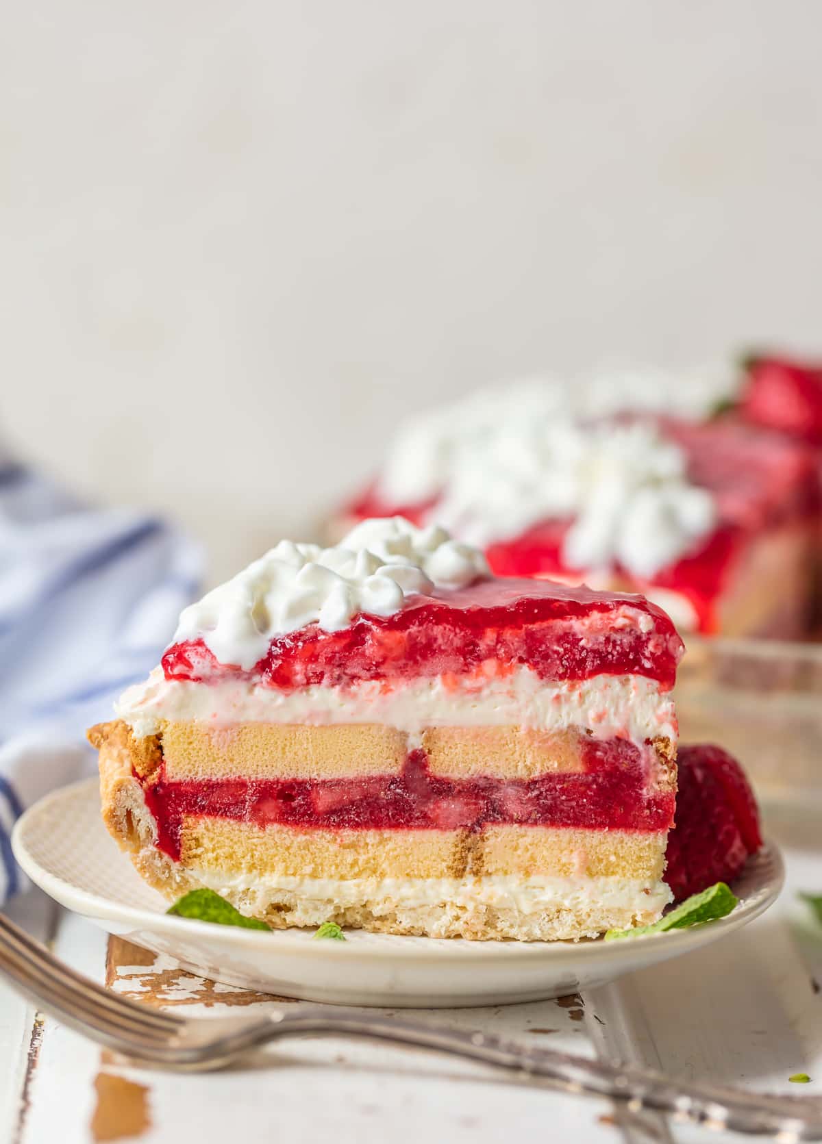 Strawberry Shortcake Pie on a plate