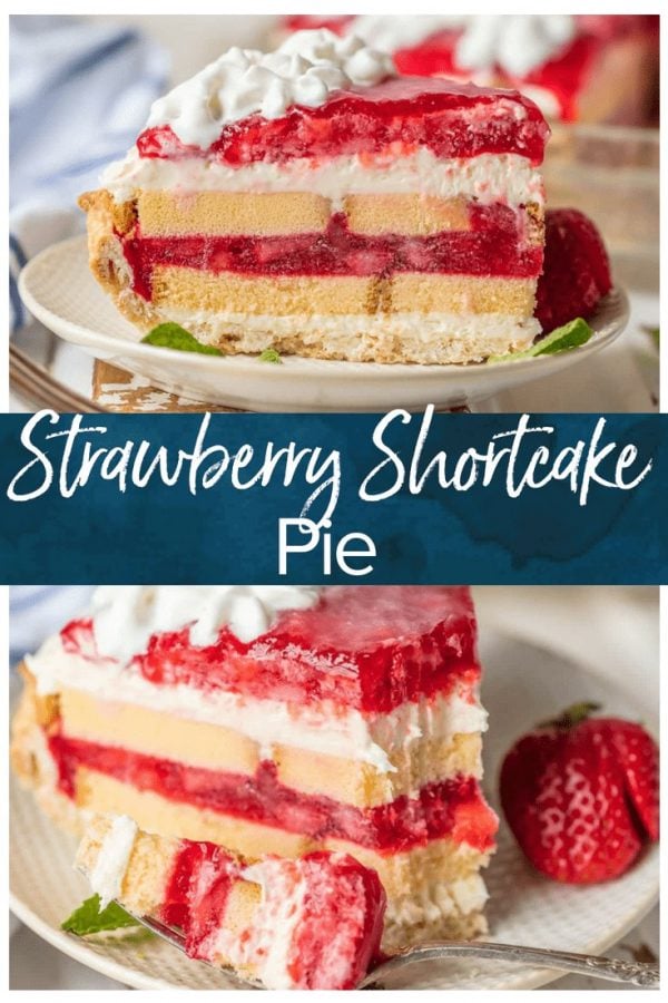 This STRAWBERRY SHORTCAKE PIE is the ultimate Summer sweet treat! Layers of strawberries, cream, and pound cake make for an easy strawberry shortcake recipe that is sure to please.