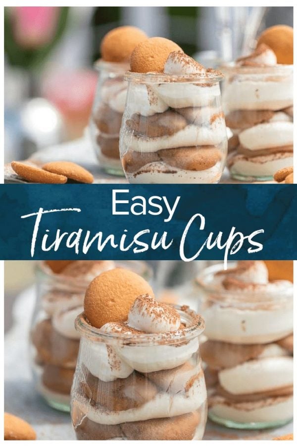 These Easy Tiramisu Cups are made with a secret ingredient, vanilla wafers! This easy tiramisu recipe is perfect for summer parties & BBQs. Easy to make, easy to serve, and easy to eat