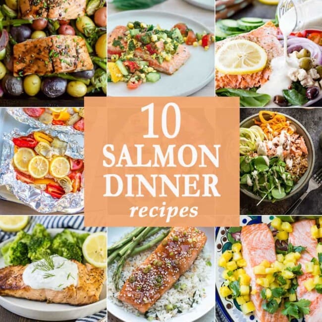 These 10 Salmon Dinners just cannot be beat! So much flavor cooked up in 10 easy simple recipes. These healthy spins on classic recipes will knock your socks off.