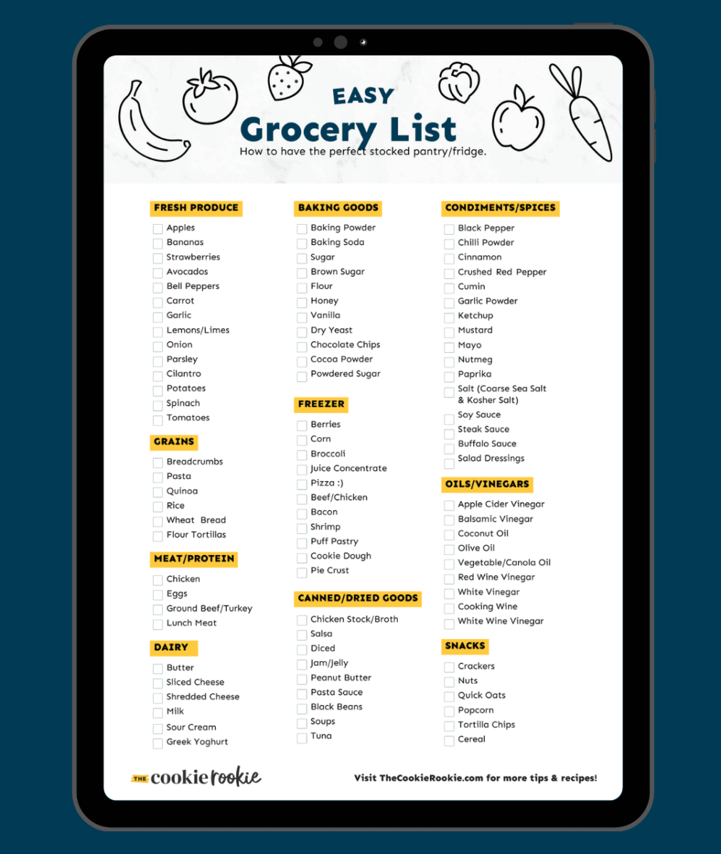 Pantry, Refrigerator and Freezer Essentials Checklist