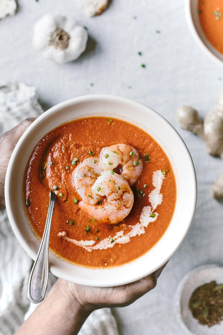Curry Tomato Soup with Cumin Roasted Shrimp | Foolproof Living