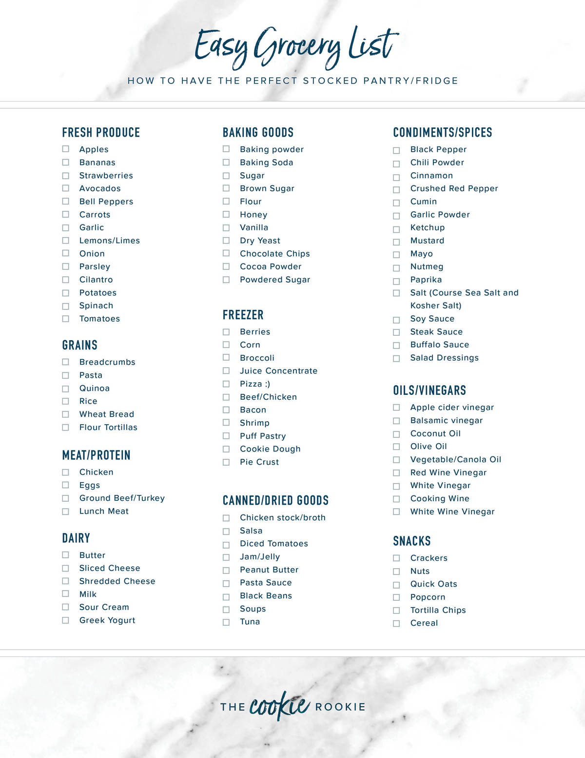 Easy Grocery List Printable To Stock Your Fridge Pantry