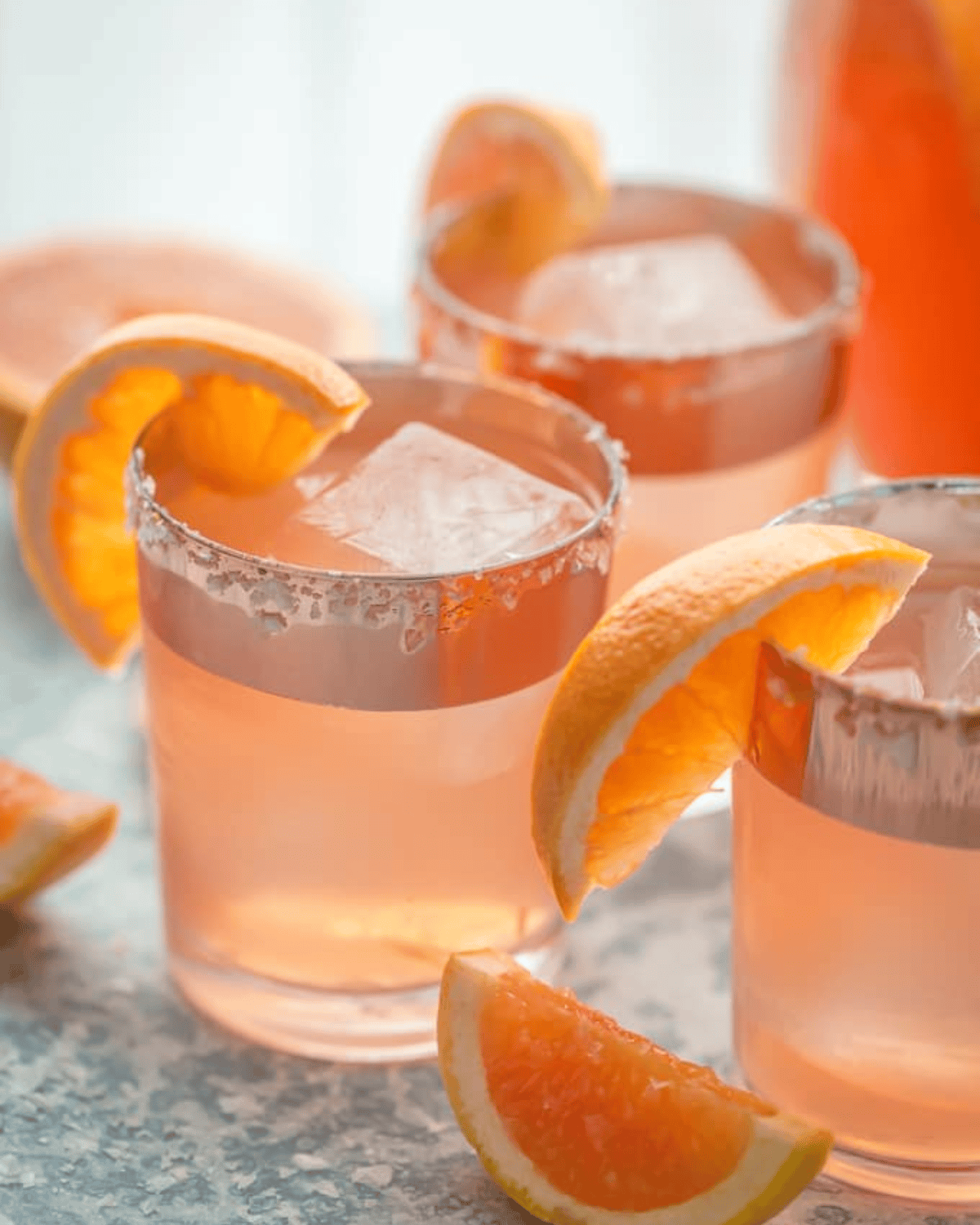 Glasses of grapefruit vodka sangria.