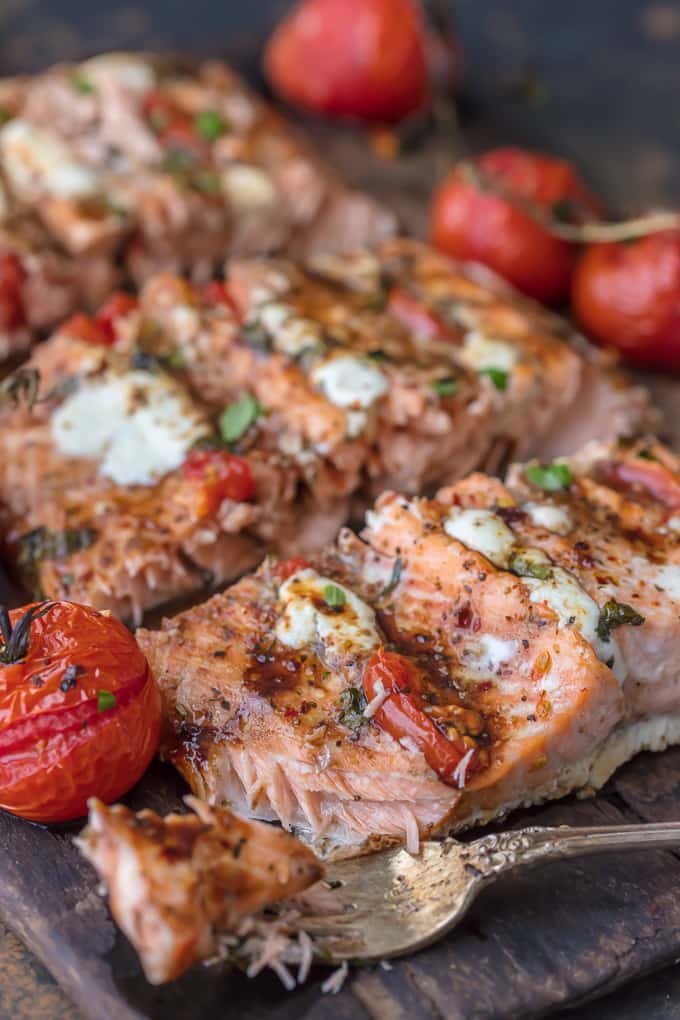 Caprese Stuffed Salmon Recipe [VIDEO] - The Cookie Rookie