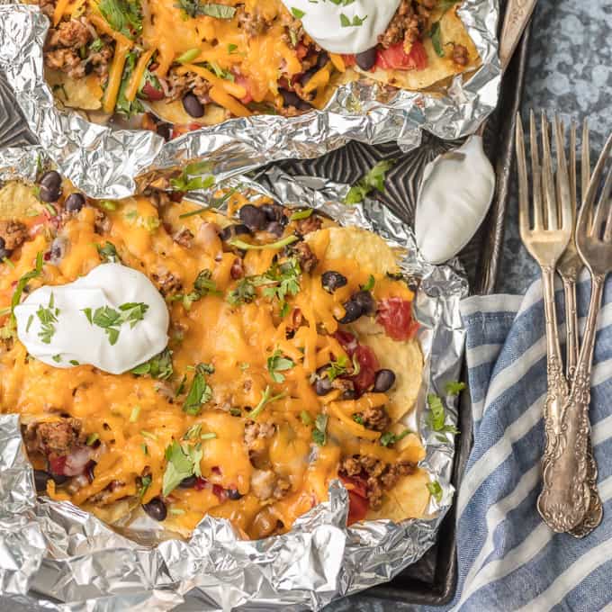 Easy Foil Packet Nachos (BEST Nachos Recipe)