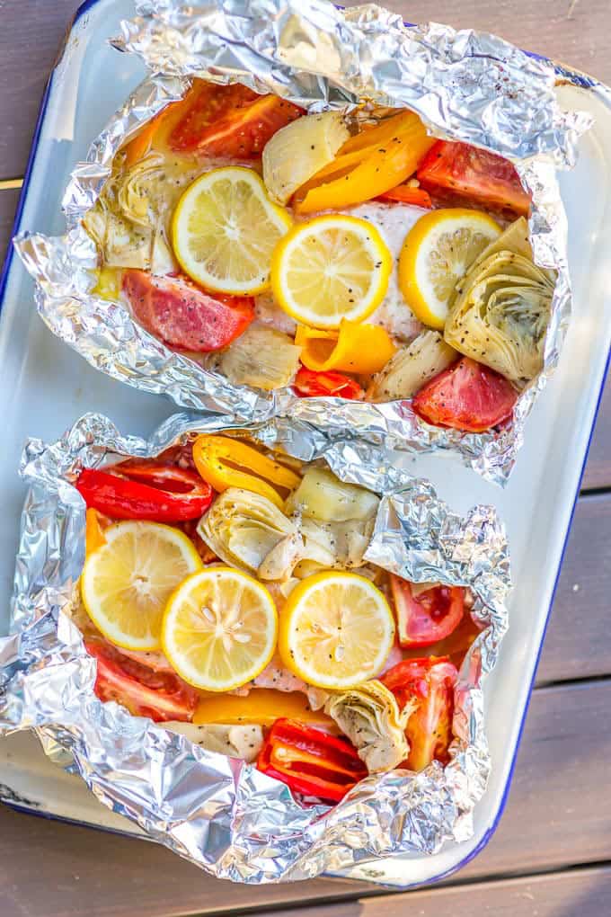 Grilled Caesar Salmon Foil Packets | The Cookie Rookie