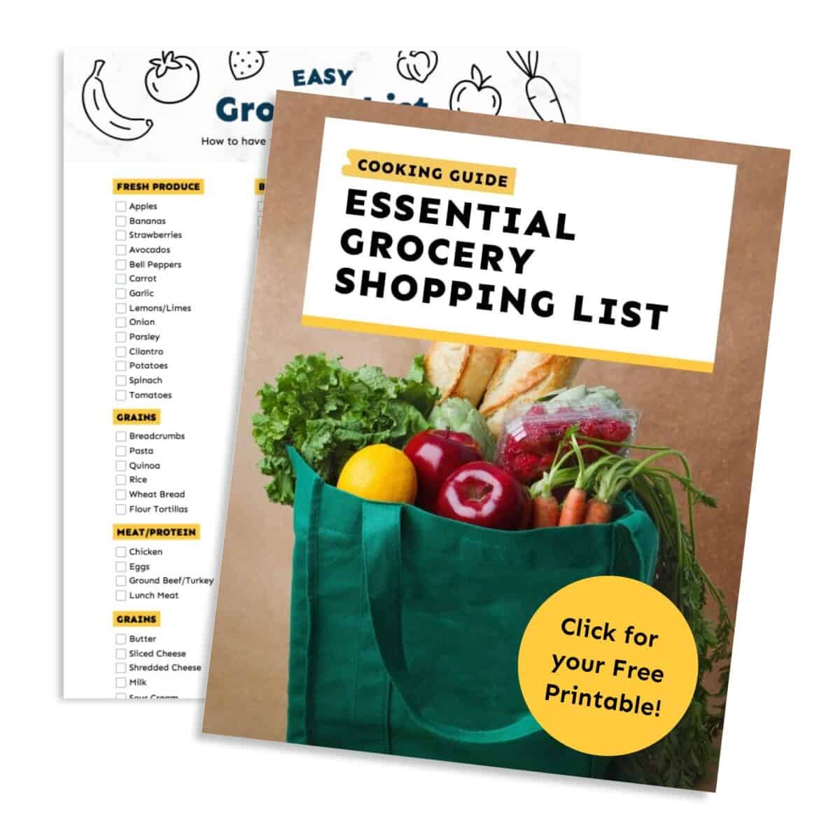 grocery list free printable