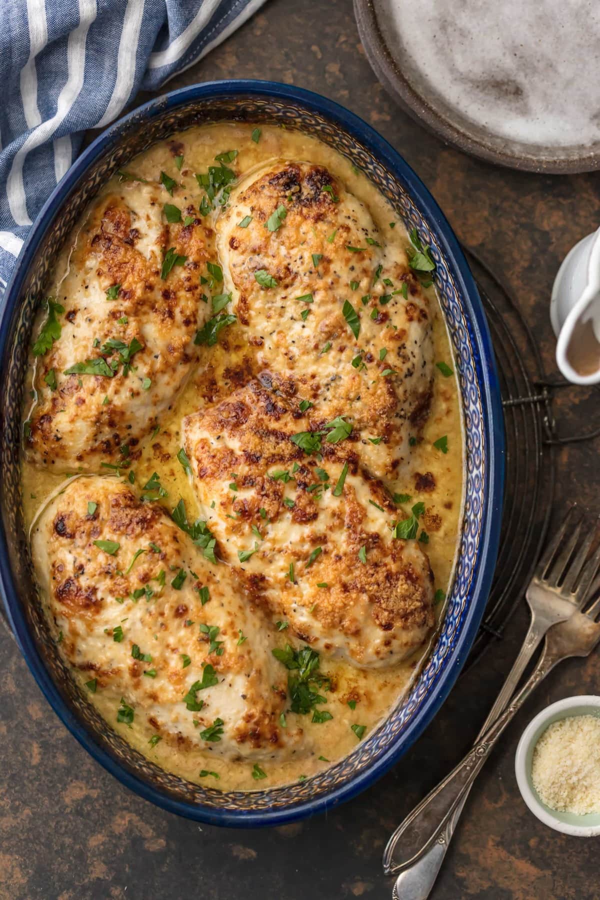 MELT IN YOUR MOUTH CAESAR CHICKEN is made with only 3 ingredients (say WHAT?!) and is oh so tender and delicious. Easiest tastiest weeknight dinner ever.