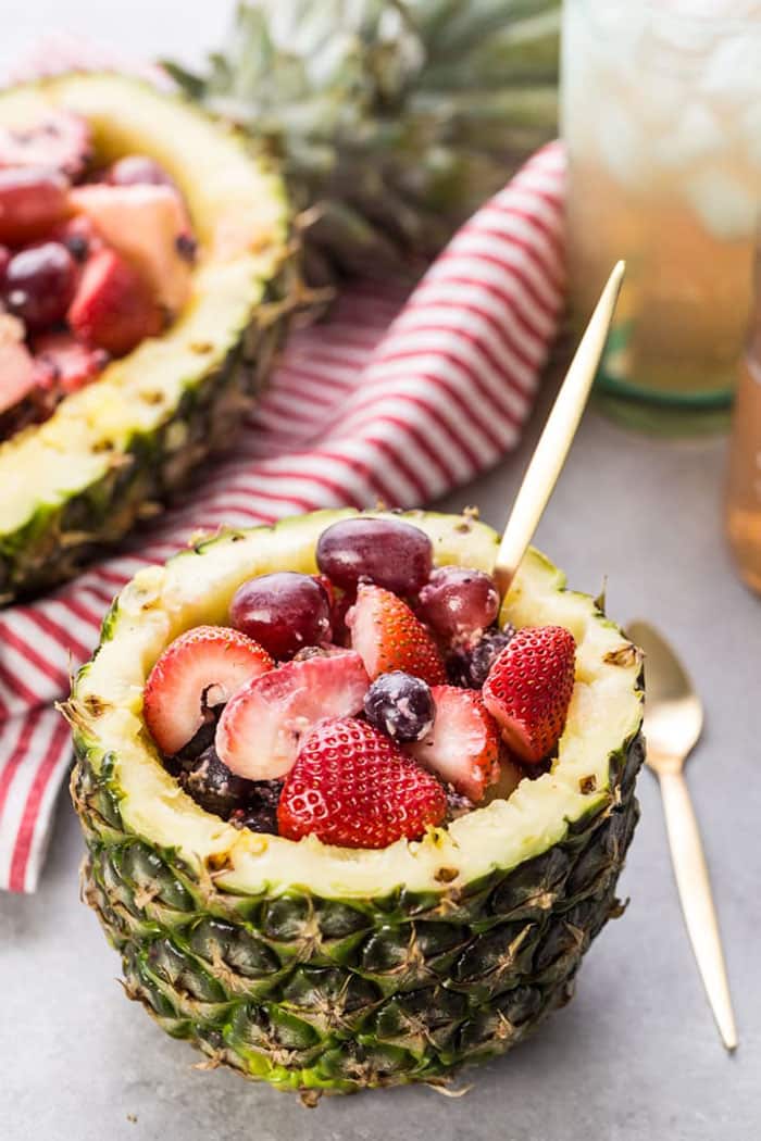 Super Easy Fruit Salad in Pineapple Bowls | The Cookie Rookie