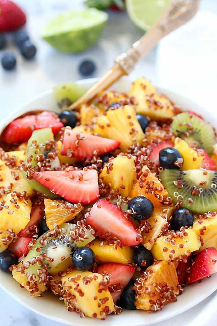 Quinoa Fruit Salad with Sweet Lime Dressing | Yummy Healthy Eats