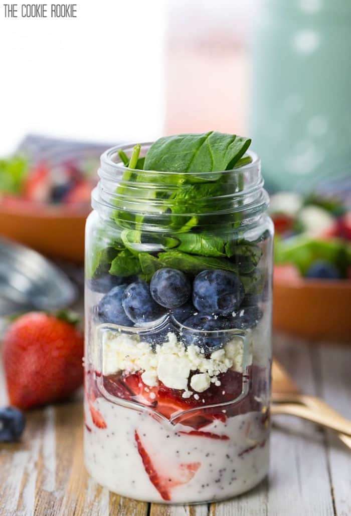 Red White and Blue Mason Jar Salad | The Cookie Rookie