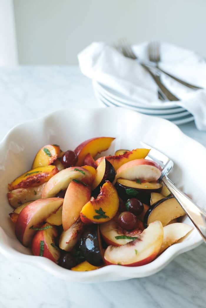 Stone Fruit Salad with Vanilla Honey Syrup | Downshiftology