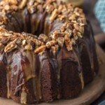 Turtle Brownie Cake is a chocolate lovers dream. Turtle Cake is a dense and moist chocolate brownie cake with walnuts and topped with the most incredible ganache and caramel drizzle. It simply doesn't get better than this Brownie Cake! Crave worthy baking!