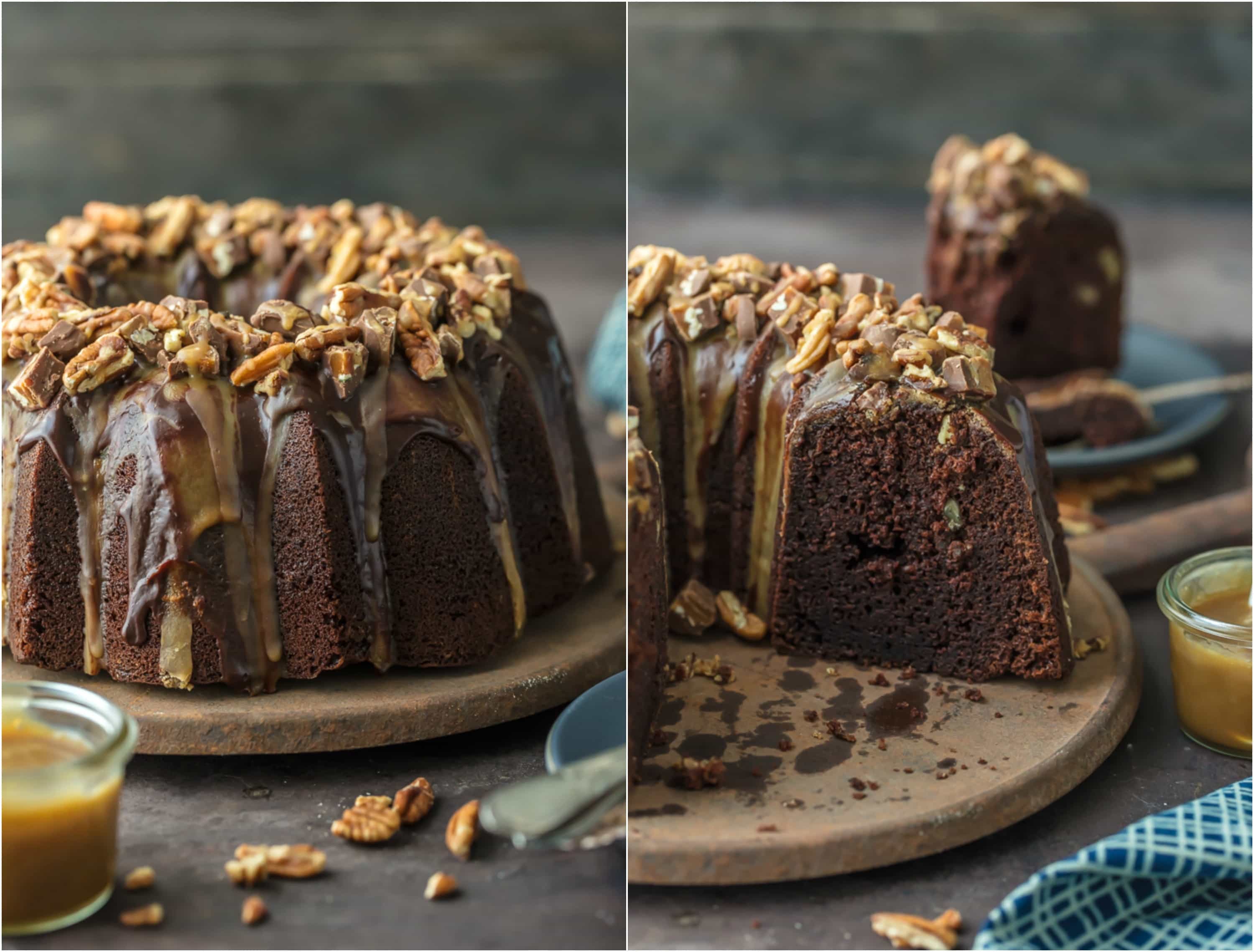Turtle Brownie Cake is a chocolate lovers dream. Turtle Cake is a dense and moist chocolate brownie cake with walnuts and topped with the most incredible ganache and caramel drizzle. It simply doesn't get better than this Brownie Cake! Crave worthy baking!