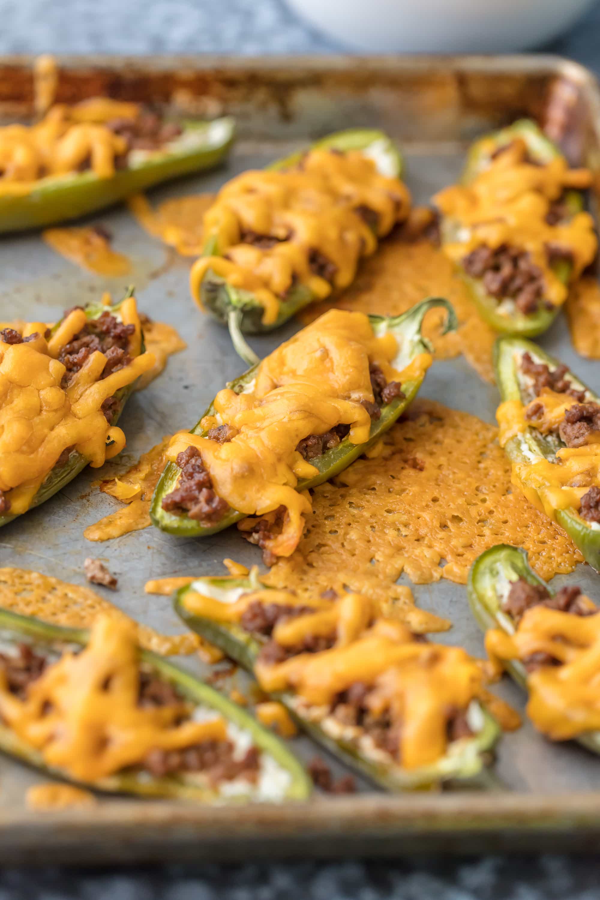 Stuffed Jalapeno Poppers with ground beef and cheese