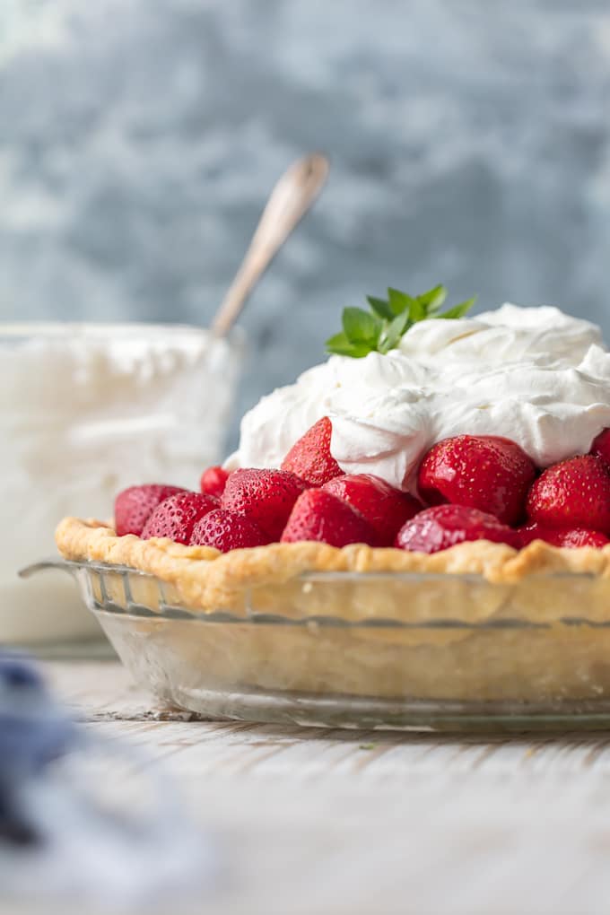 strawberry pie on a table
