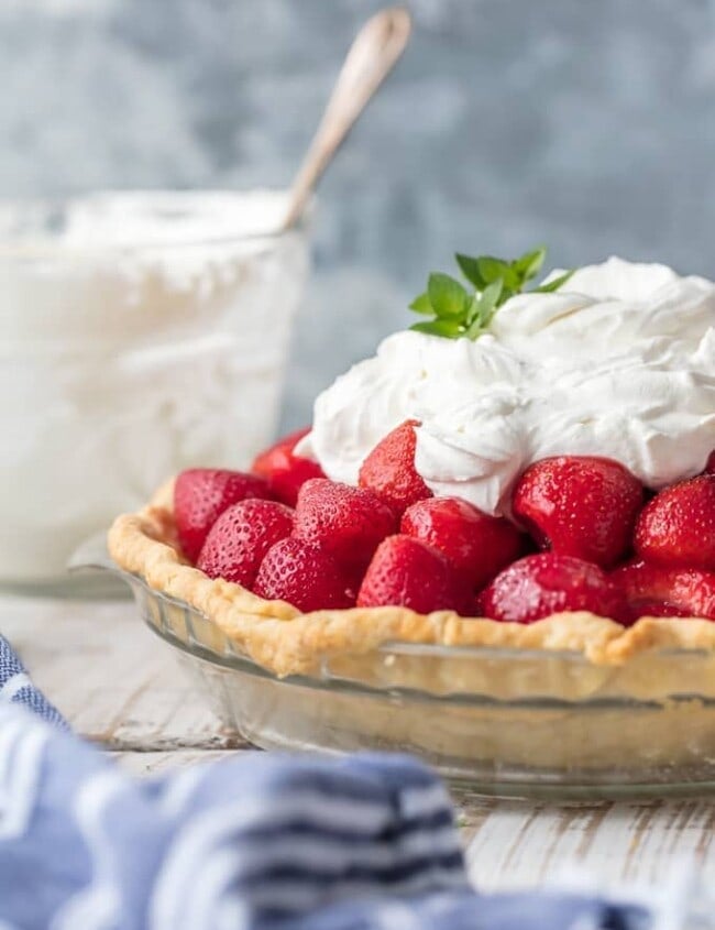 strawberry pie on a table