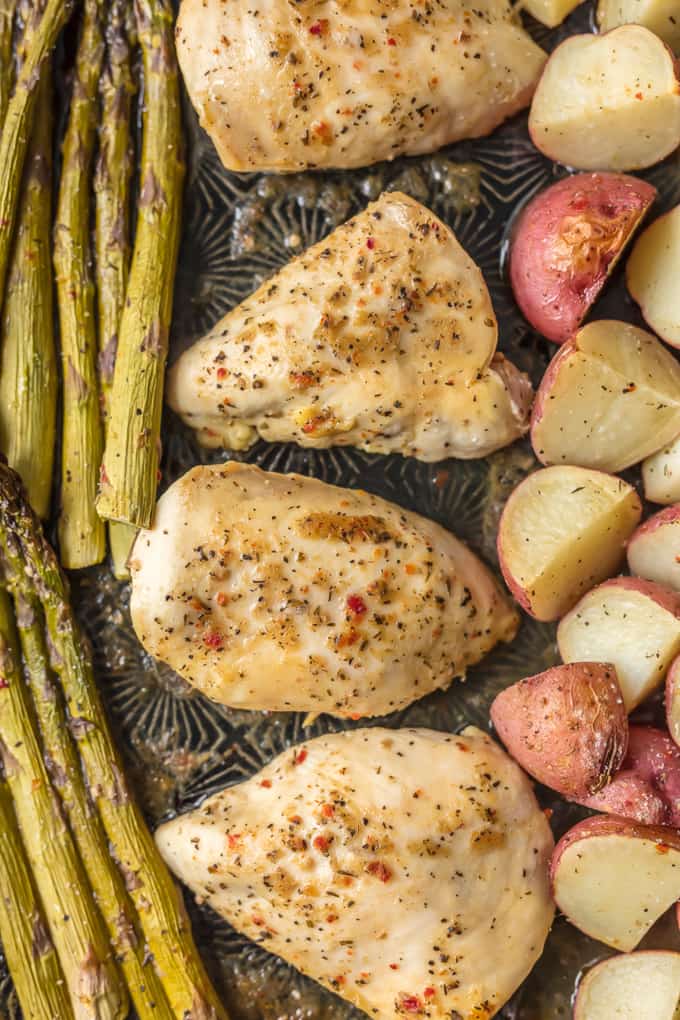 Honey Garlic Chicken with asparagus and potatoes