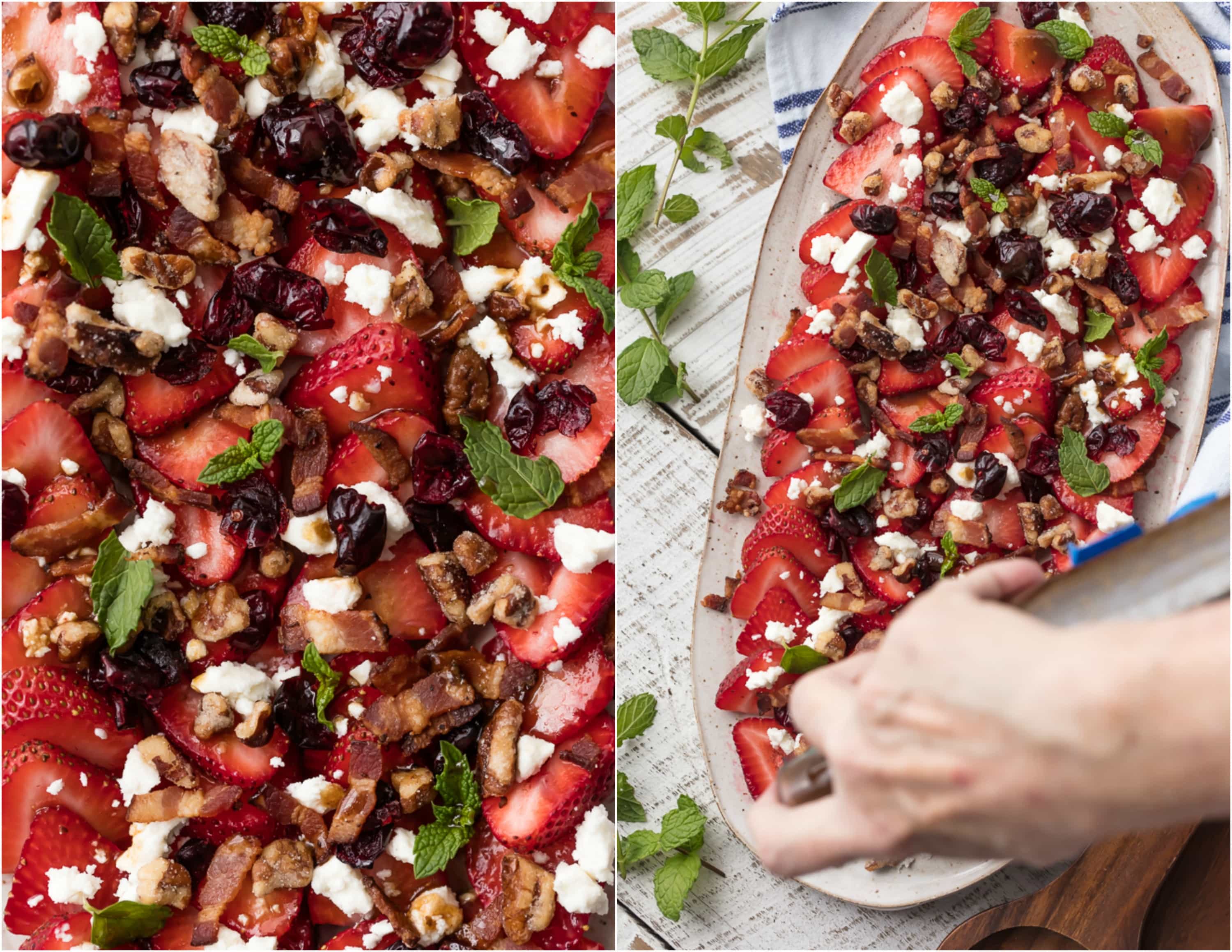 top view of strawberry bacon salad