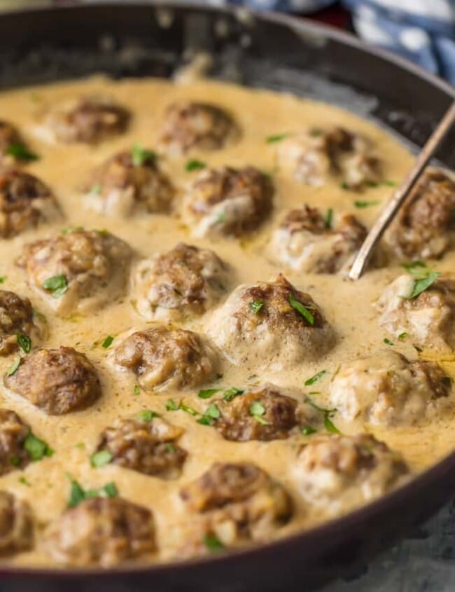Every great cook needs an amazing SWEDISH MEATBALLS recipe. Eat them as an appetizer for the perfect party snack or over noodles for a delicious meal. This sauce is everything!