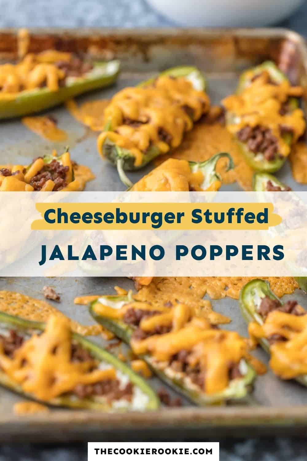 Cheeseburger Stuffed Jalapeno Poppers pin image
