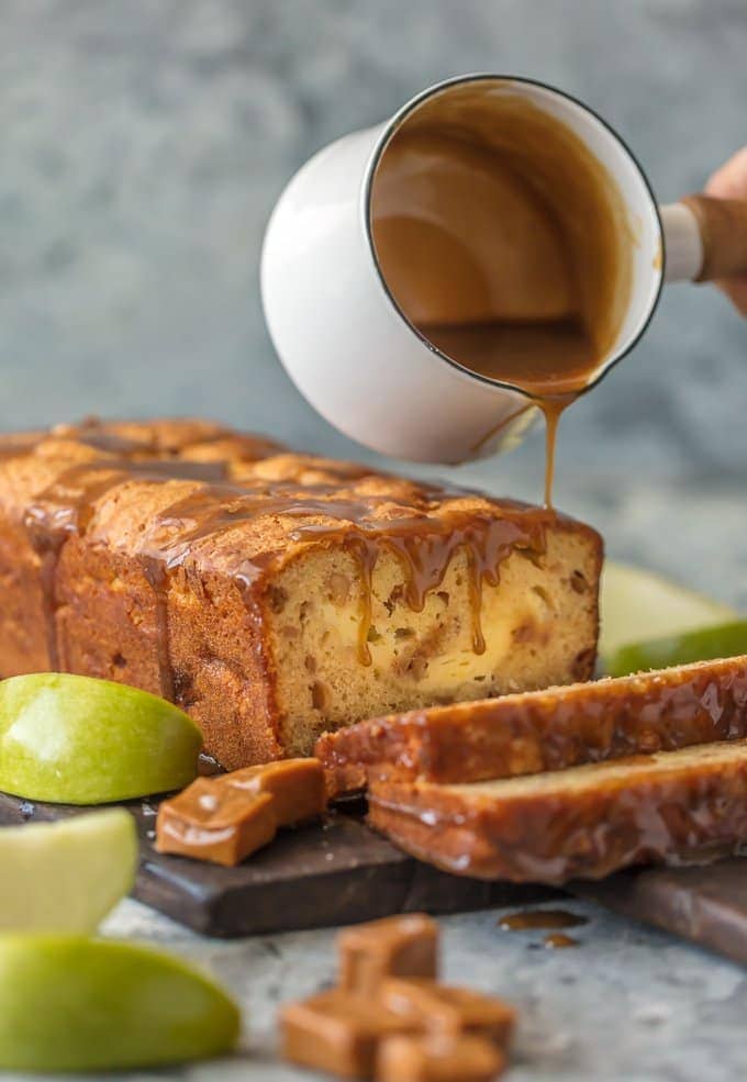 Caramel Cheesecake Stuffed Apple Bread recipe