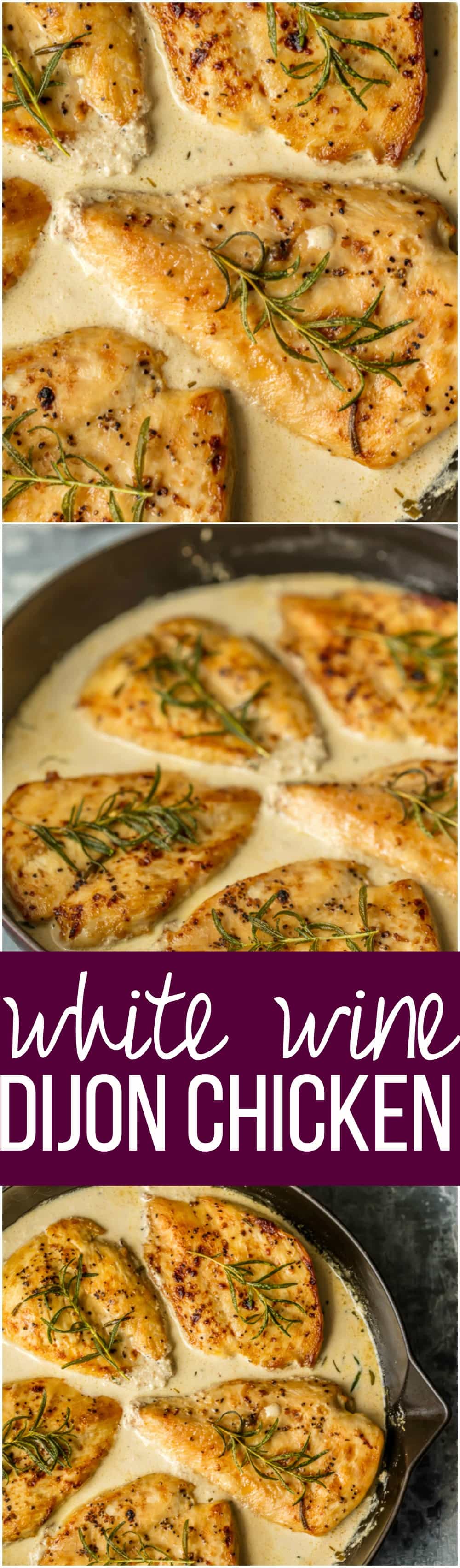 This CREAMY WHITE WINE DIJON CHICKEN with rosemary is sure to make the weekly rotation on your dinner menu. Utterly delicious, easy, and sure to please.