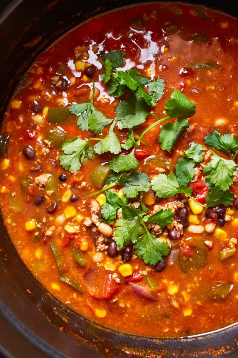 pot of turkey chili