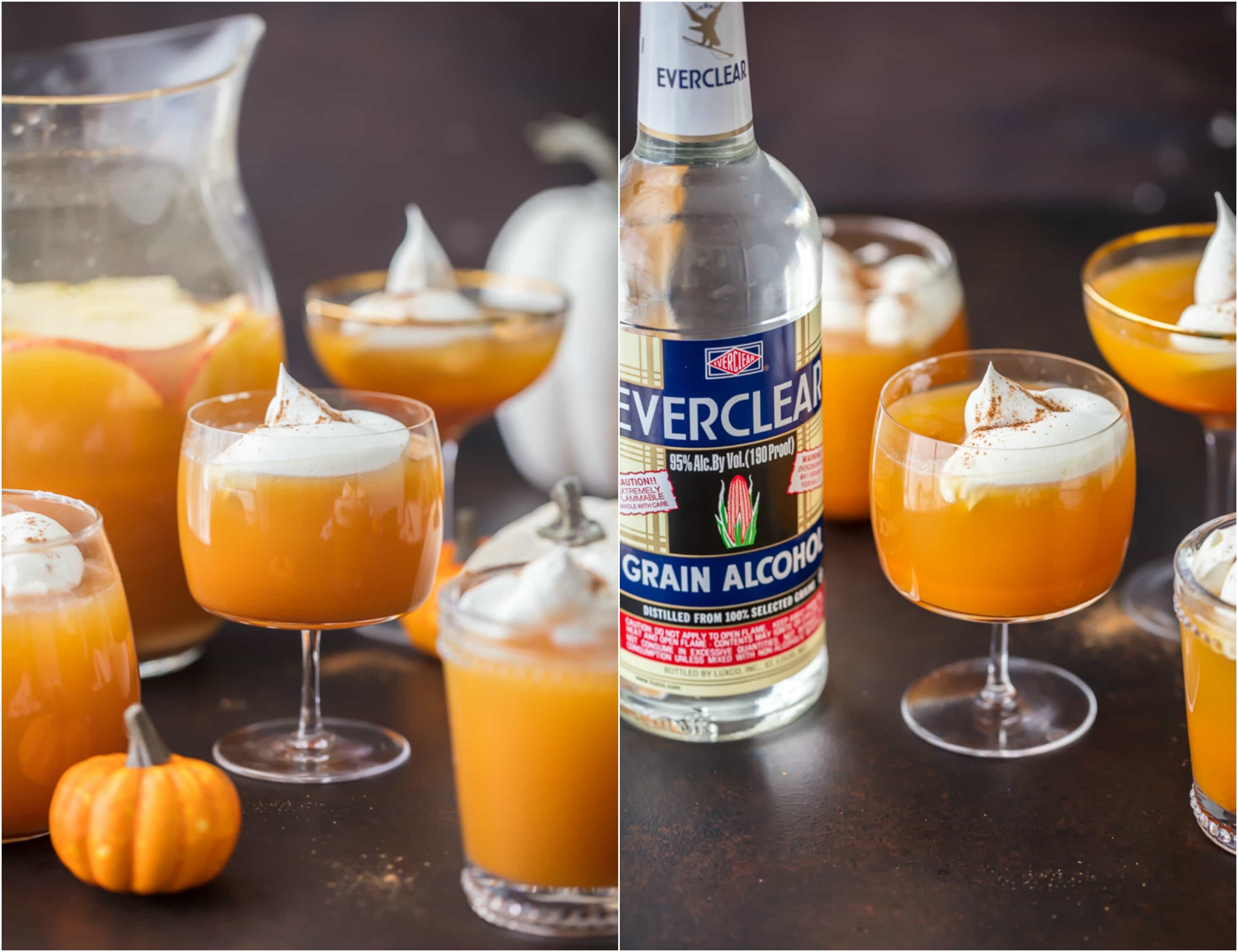 This PUMPKIN PIE PUNCH is the ultimate Thanksgiving cocktail! With apple cider, real pumpkin, and cream soda you'll never believe how tasty this party punch can be. Such a unique and fun holiday drink recipe.