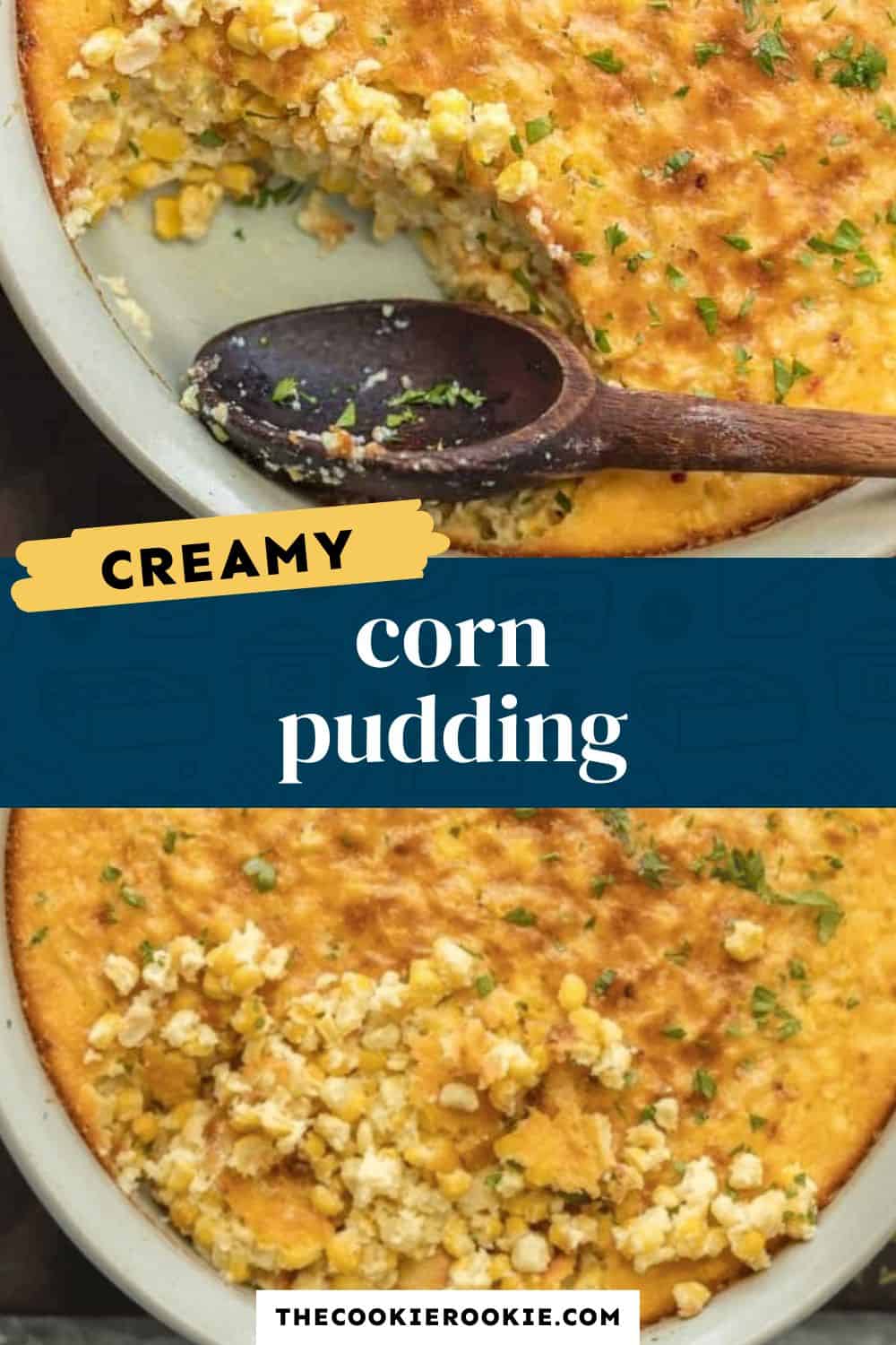 creamy corn pudding pin image